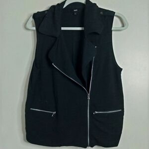 Mossimo (Size S) Black A-Symmetrical Front Zip Double Zip Pocket Vest